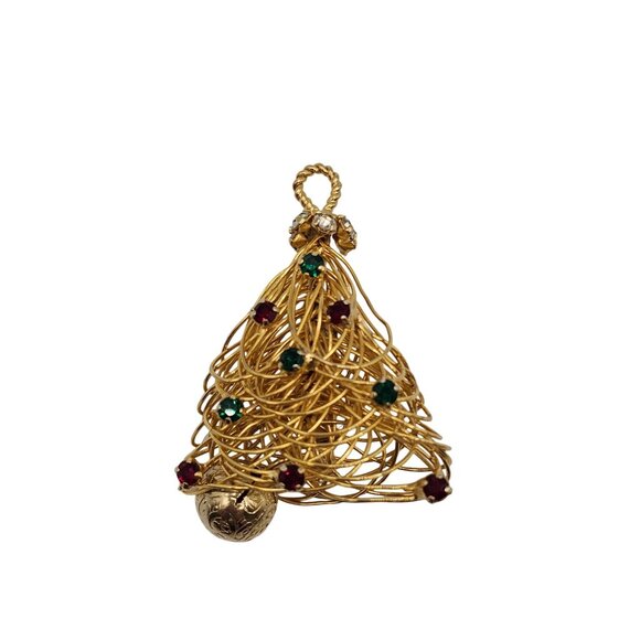 Vtg Unsigned Eisenberg Brooch Wired Christmas Tree Pin Rhinestones 60s Holidays - Picture 13 of 15